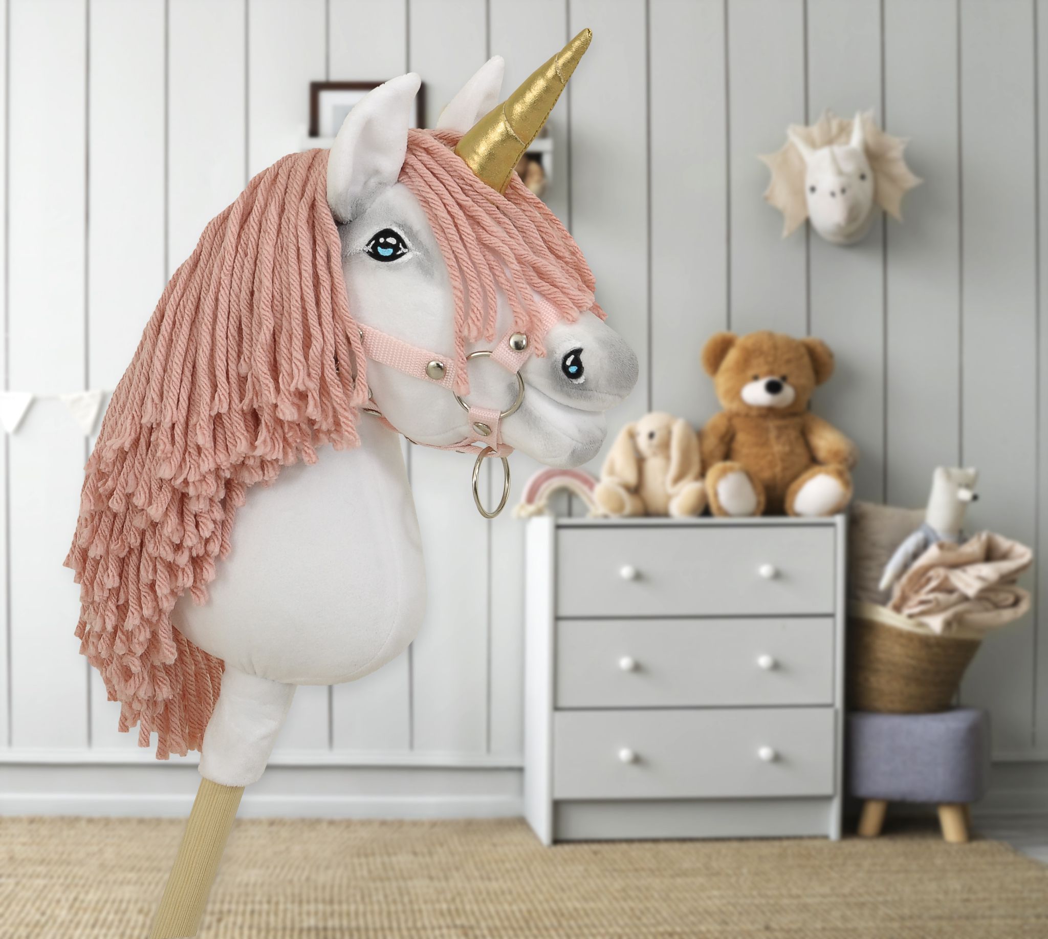 Super Hobby Horse ükssarvik A4 – valge, pastellroosa lakk, kuldne sarv - Pilt 7