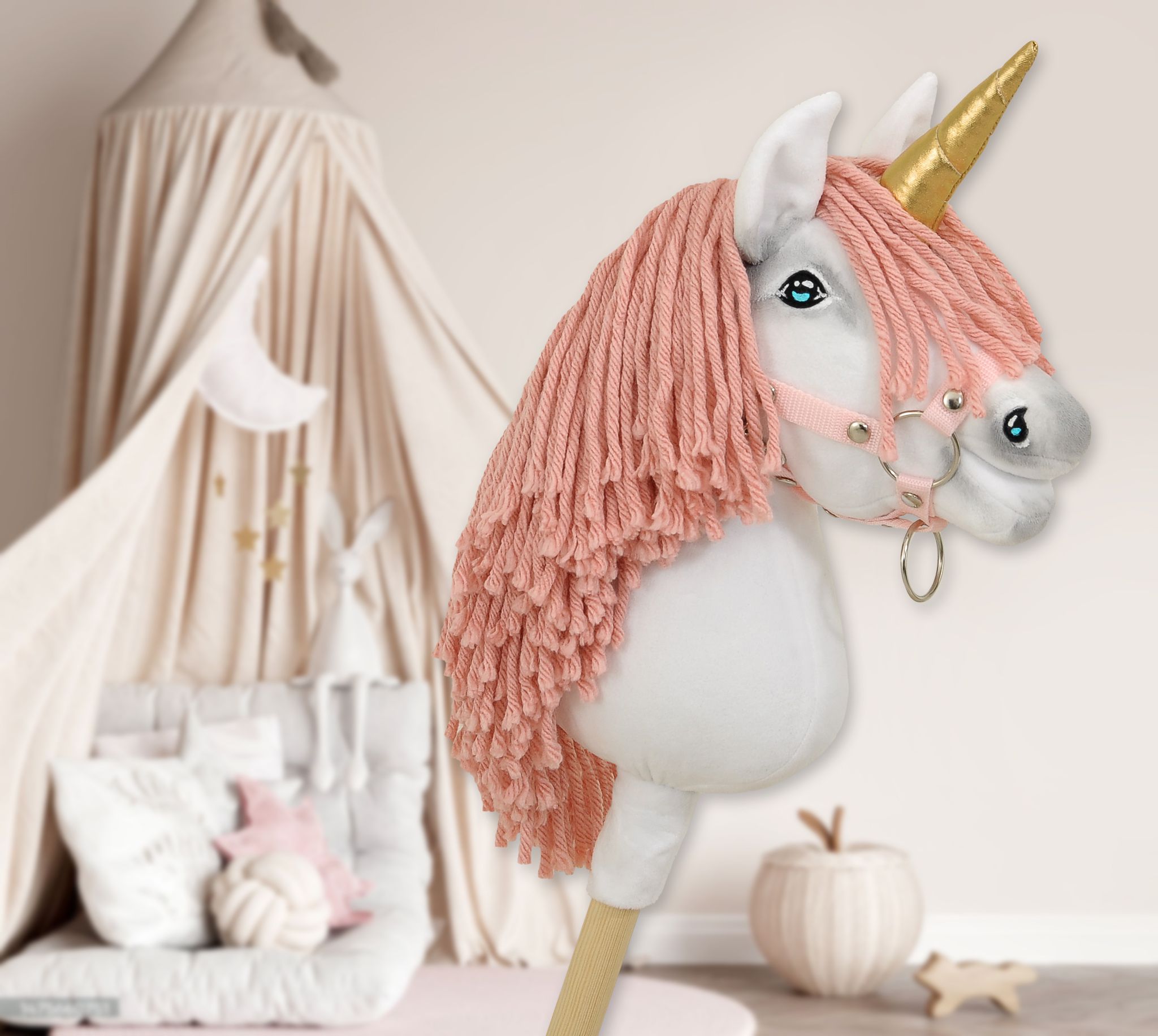 Super Hobby Horse ükssarvik A4 – valge, pastellroosa lakk, kuldne sarv - Pilt 8