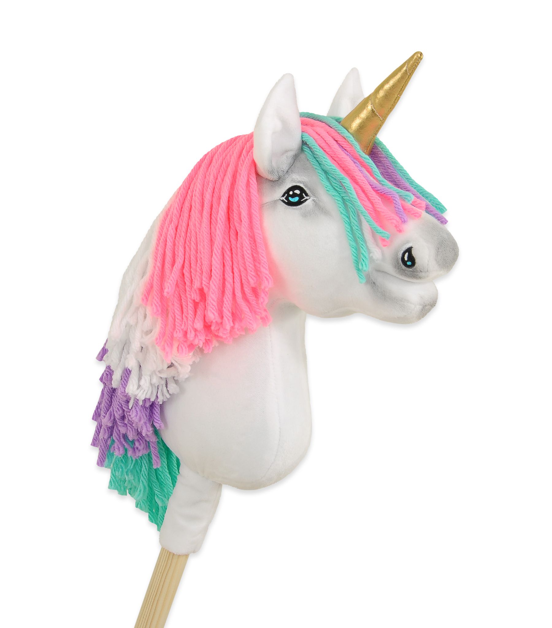 Super Hobby Horse ükssarvik A4 – valge, värviline lakk, kuldne sarv - Pilt 4