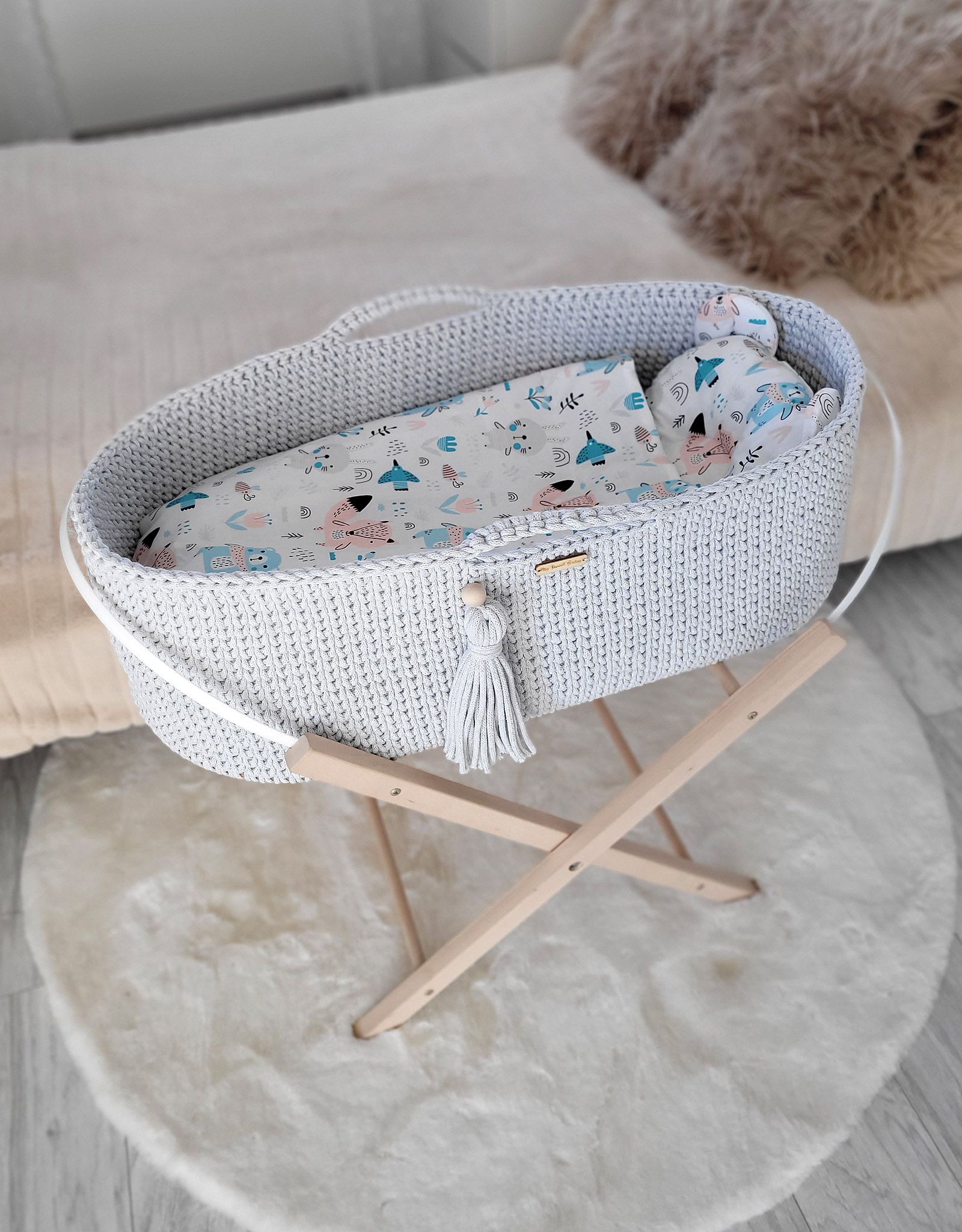 BOHO heegeldatud beebikorv madratsiga (221) - Pilt 3