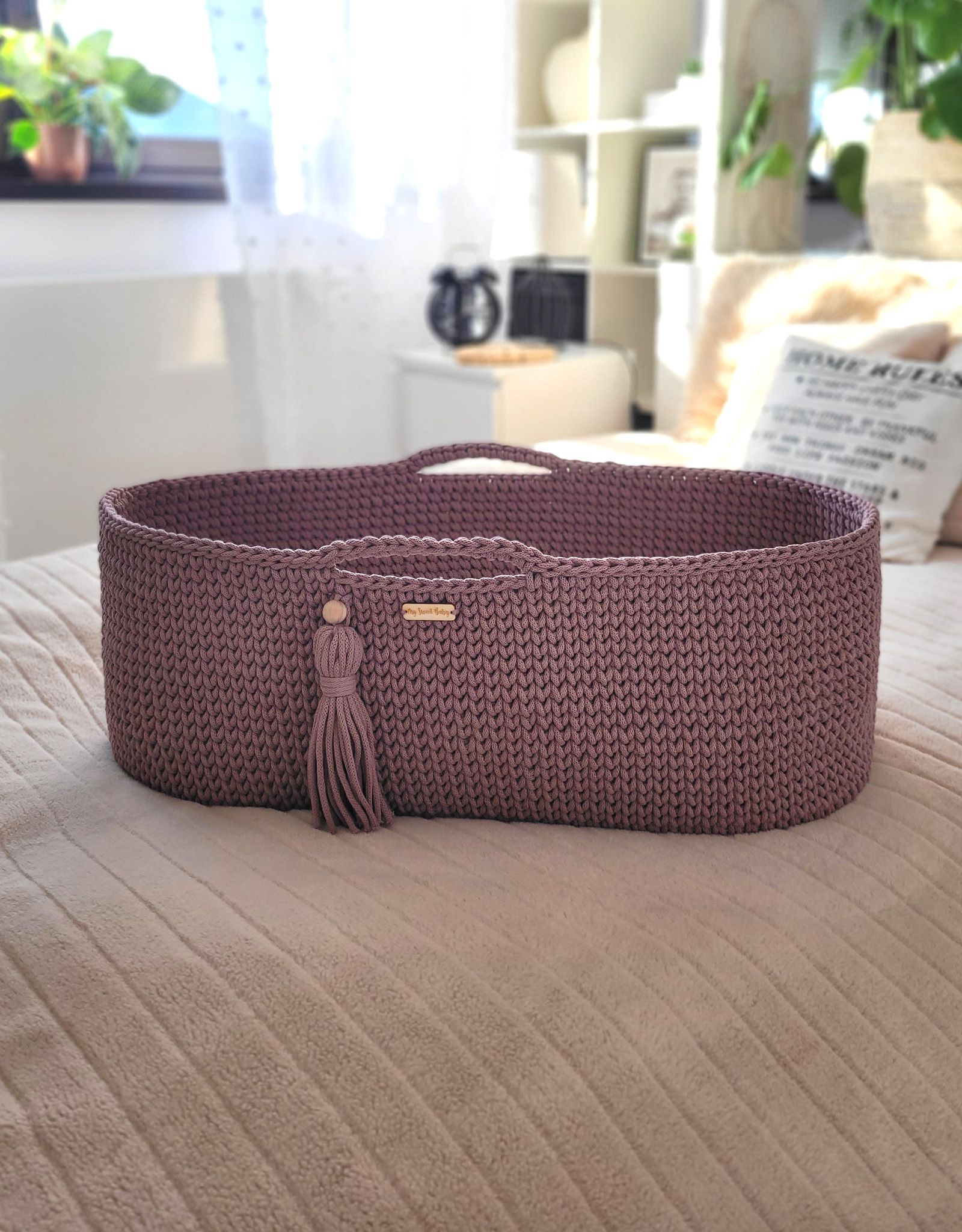 Heegeldatud BOHO-beebikorv aluse ja madratsiga - Pilt 7