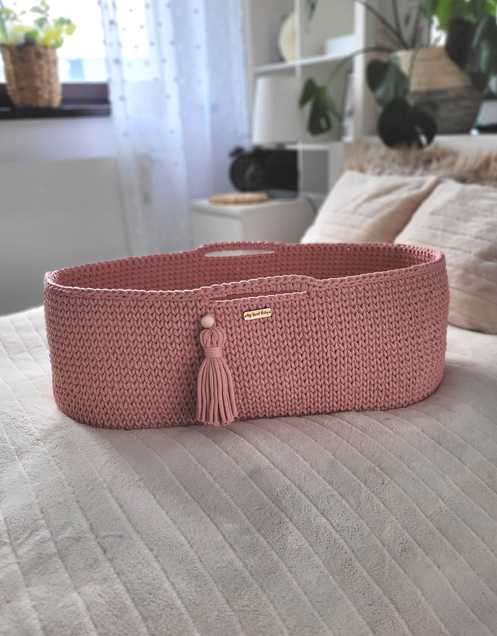 BOHO puuvillane beebikorv madratsiga – heleroosa - Pilt 4