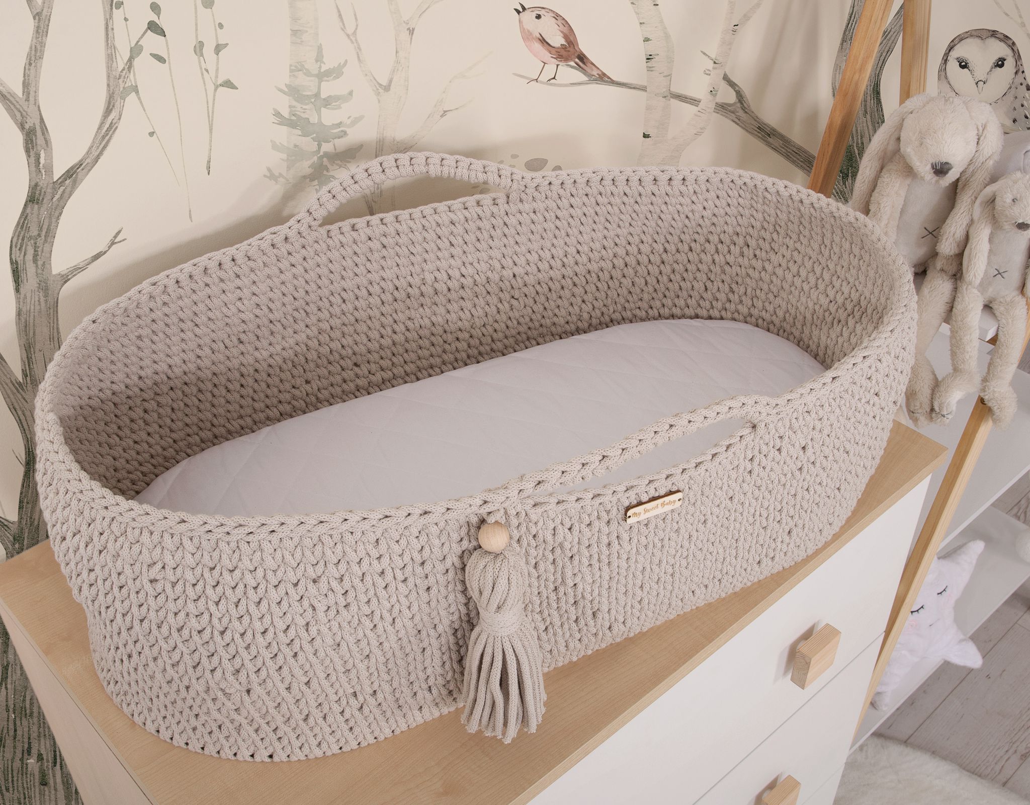 BOHO puuvillane beebikorv madratsiga, helebeež - Pilt 6