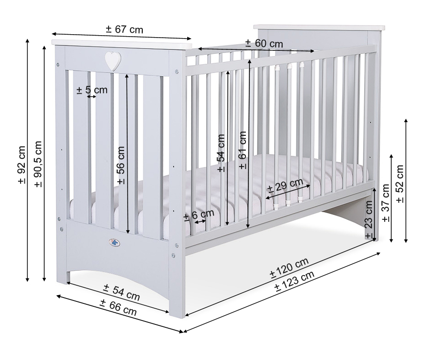 Puidust beebivoodi Lorenzo III 120 × 60 cm, valge - Pilt 6