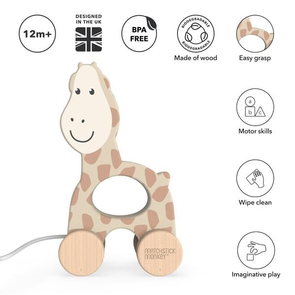Matchstick Monkey pöögipuidust järele tõmmatav loomamänguasi