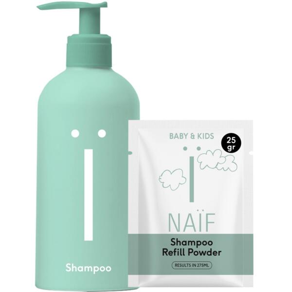 NAÏF veevaba šampooni täitekomplekt beebidele ja lastele, 275 ml + 25 g
