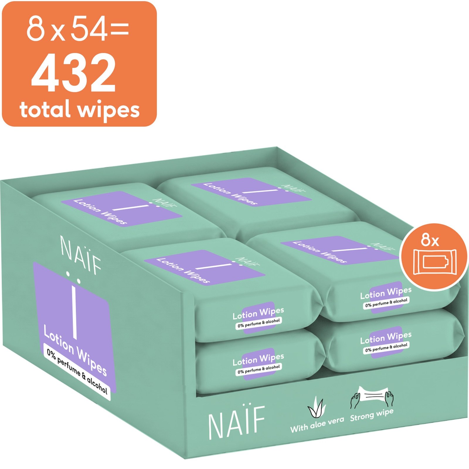 NAÏF plastikuvabad niisked salvrätikud 8 × 54 tk