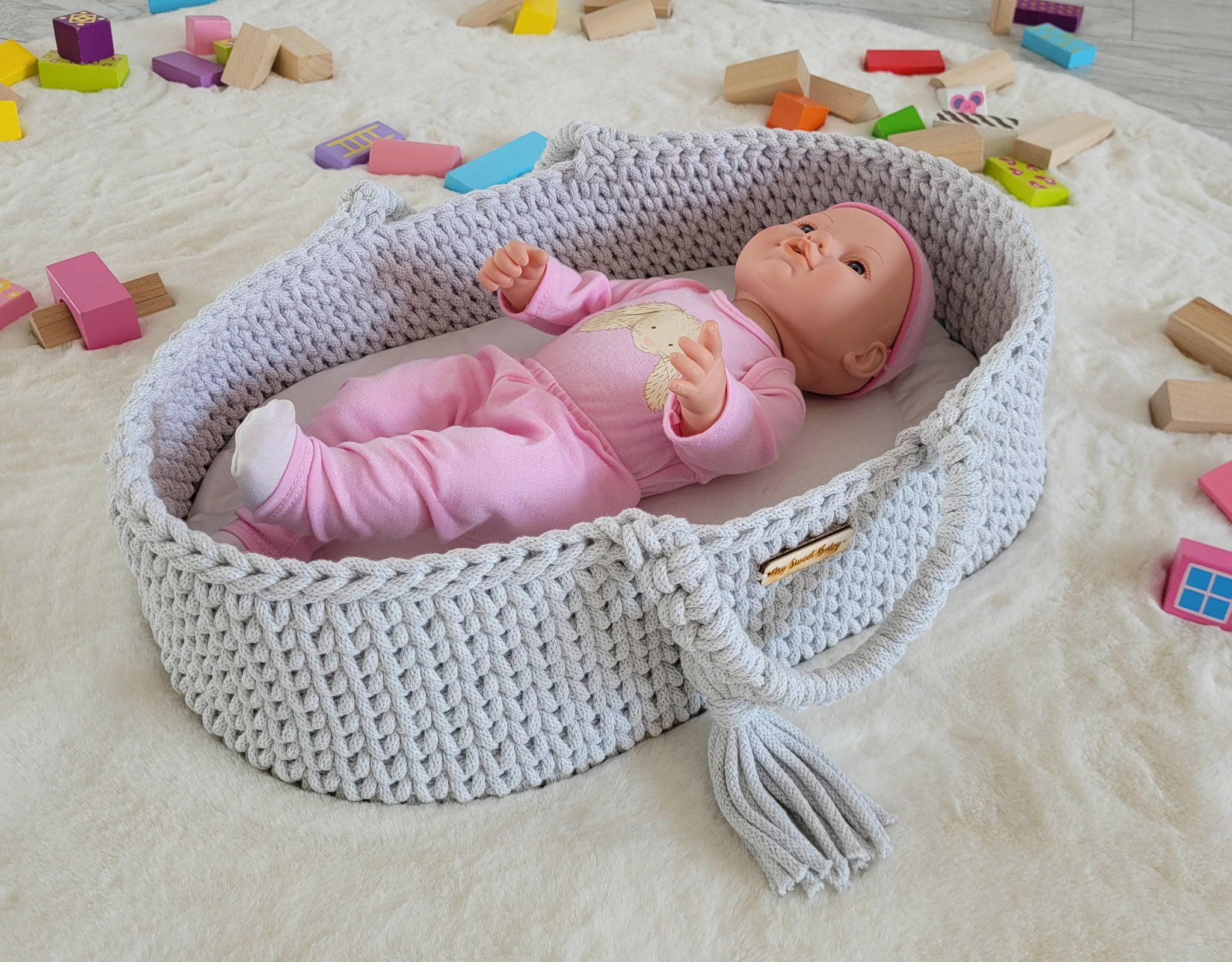 BOHO puuvillane nukuhäll-kandekorv - Pilt 3