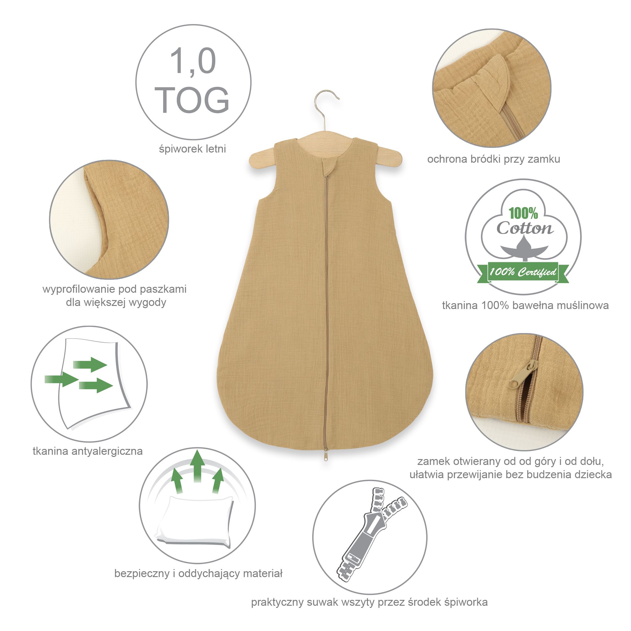 Musliinist beebimagamiskott TOG 1.0 - Pilt 2